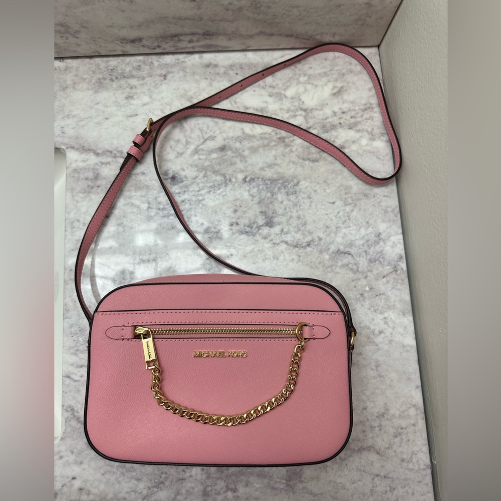 Michael Kors Jet Set Large Saffiano Leather Crossbody in Carnation